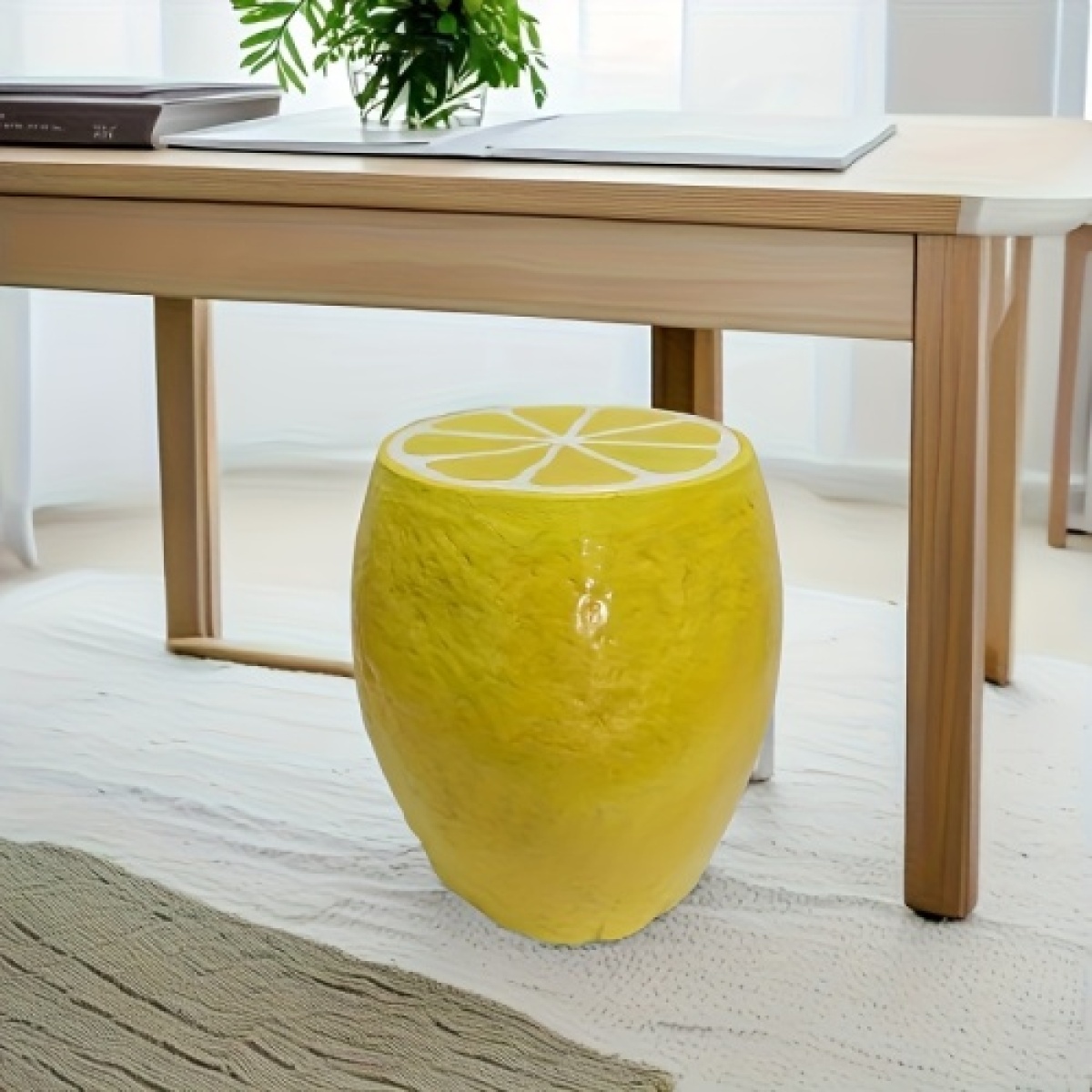 Outdoor Furniture Yellow - Taburete con forma de limón amarillo,