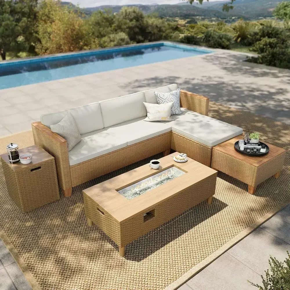 Outdoor Furniture Yellow - Conjunto de Muebles de Jardín de
