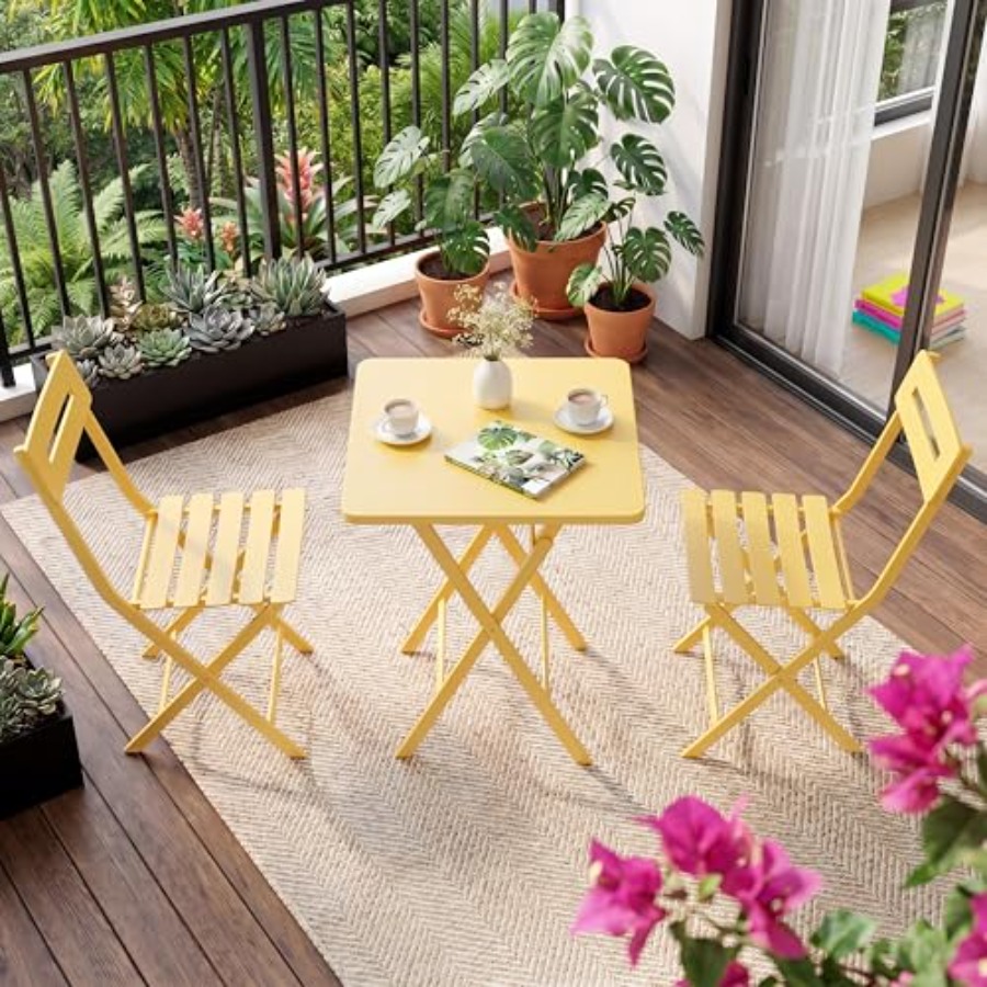 Outdoor Furniture Yellow - Conjunto de Bistro de 3 Piezas