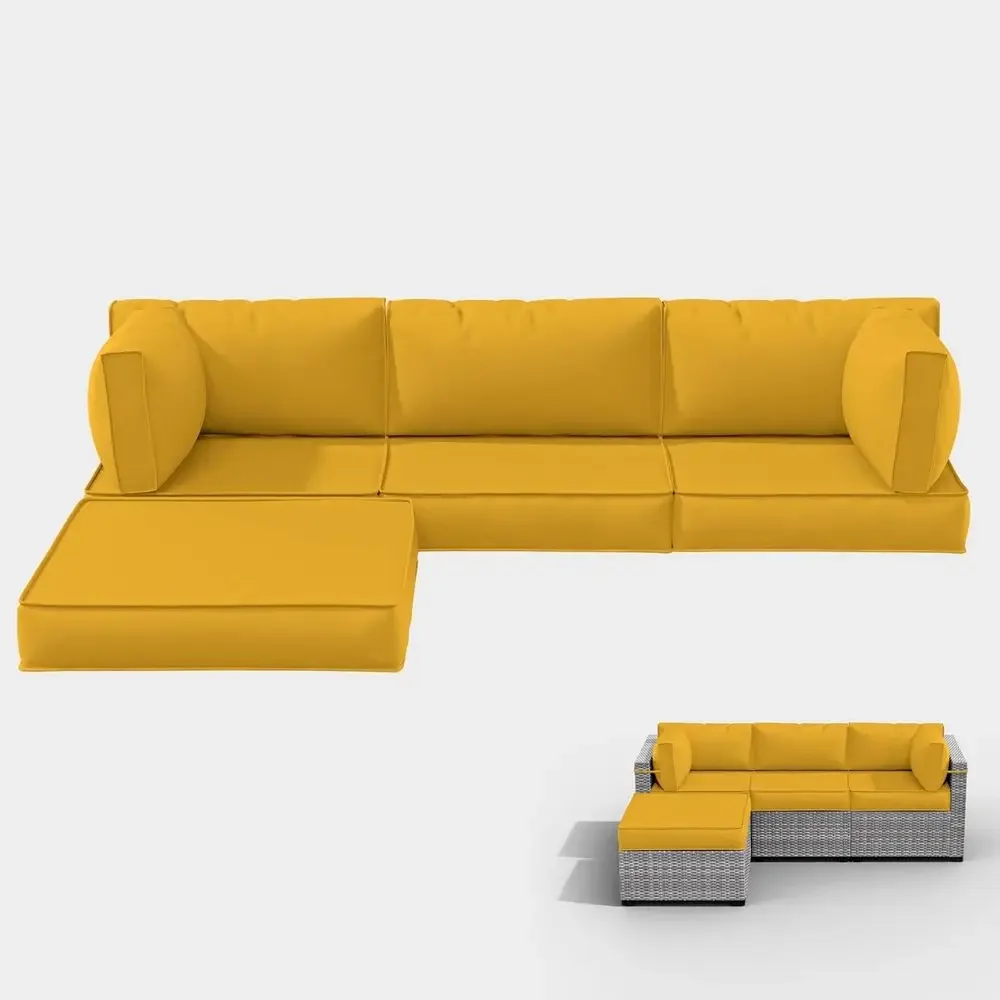 Outdoor Furniture Yellow - Juego de 5 Cojines para Muebles