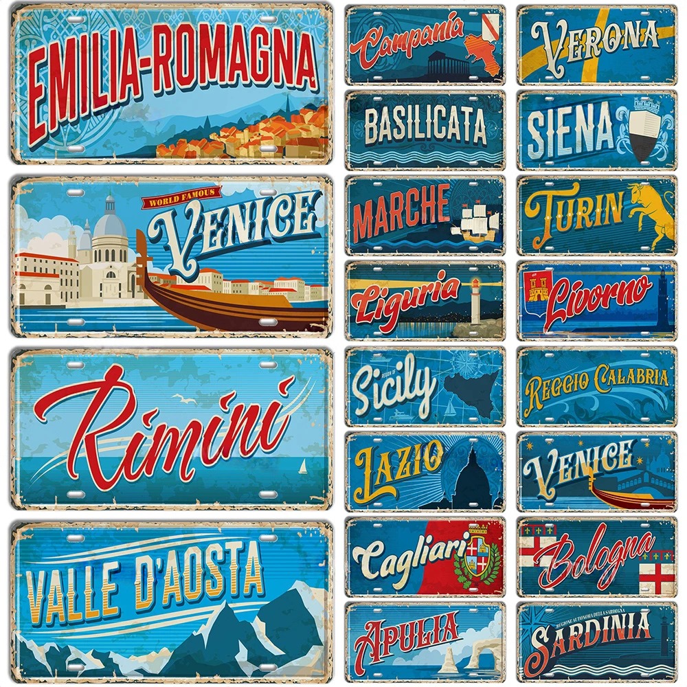 Outdoor Furniture Italy - Letrero Metálico de Italia, Estilo Vintage,