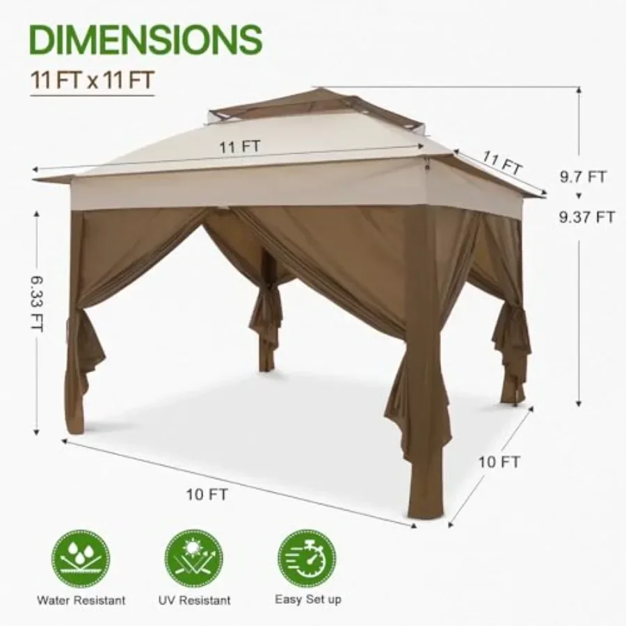 Gazebo Plegable 11x11 con 4 Pa - Gazebo Pop Up reseña y precio