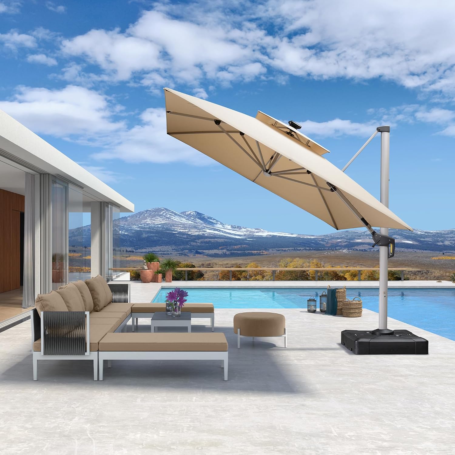 Sombrilla de Patio Rectangular - Outdoor Furniture Umbrella reseña y precio