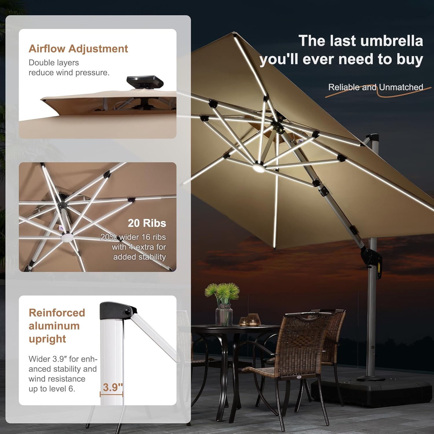 Sombrilla de Patio Rectangular - Outdoor Furniture Umbrella reseña y precio