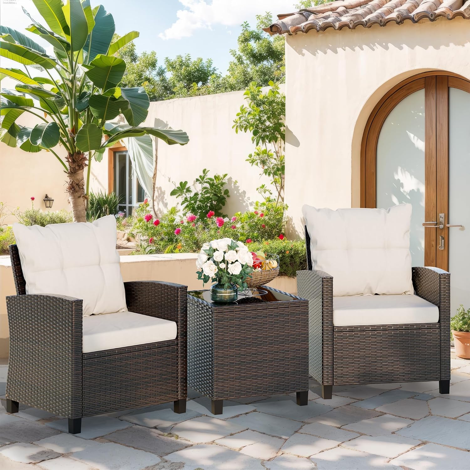 Conjunto bistro beige compacto - Outdoor Furniture Cushions reseña y precio