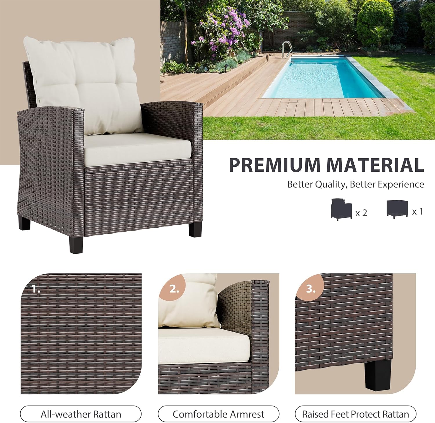 Conjunto bistro beige compacto - Outdoor Furniture Cushions reseña y precio