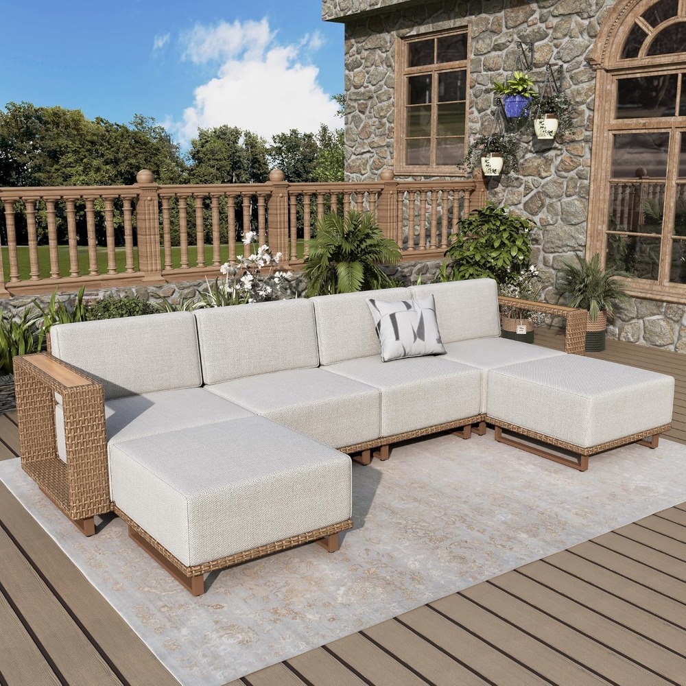 Juego de Muebles de Patio de 6 - Outdoor Furniture Yellow reseña y precio
