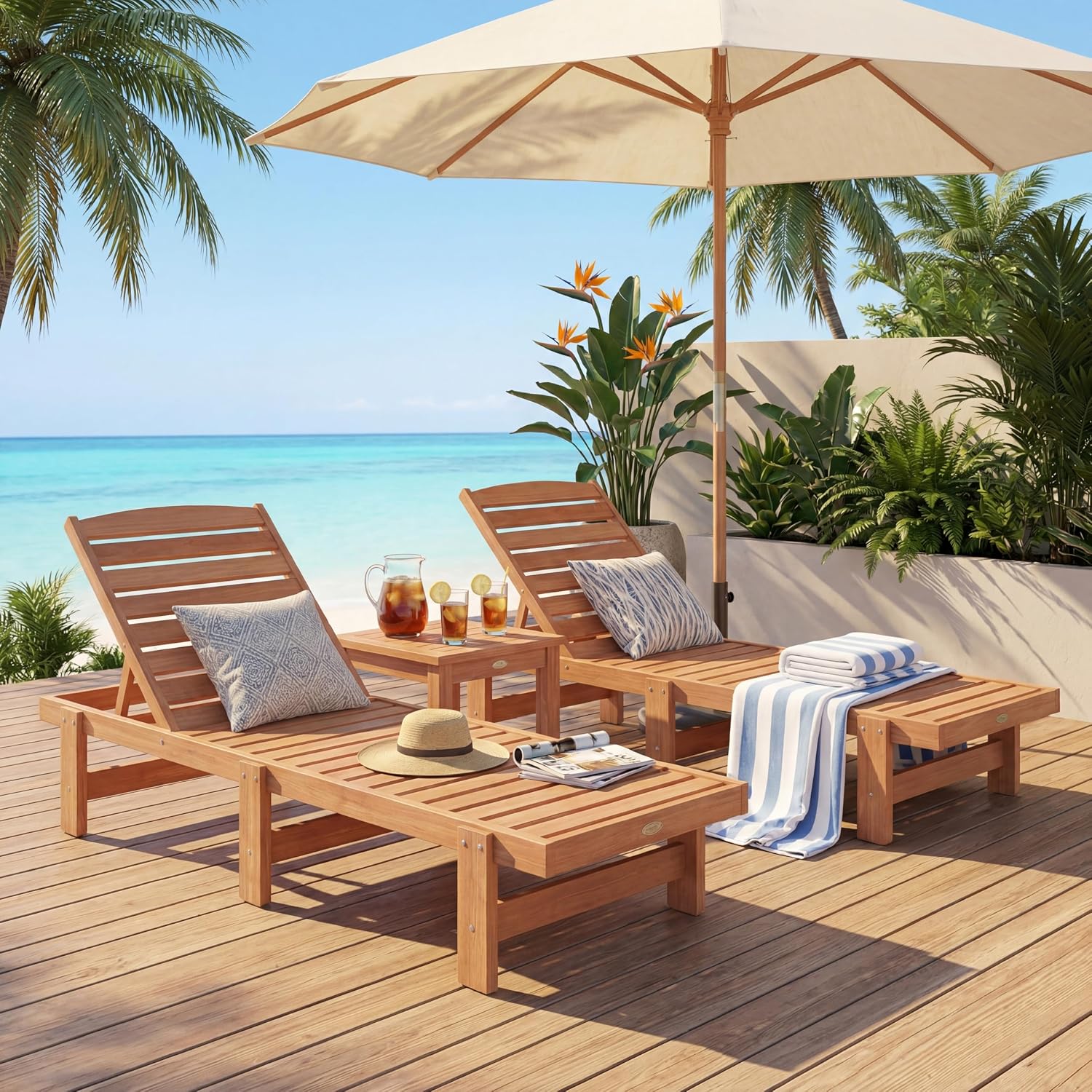 Sillón Reclinable de Madera Ma - Outdoor Furniture Oil Teak reseña y precio
