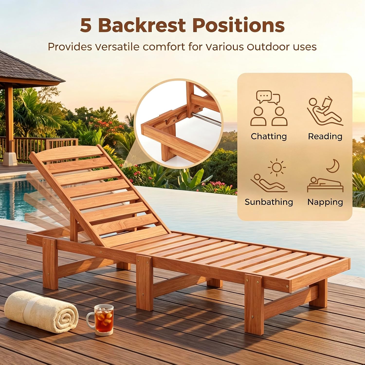 Sillón Reclinable de Madera Ma - Outdoor Furniture Oil Teak reseña y precio