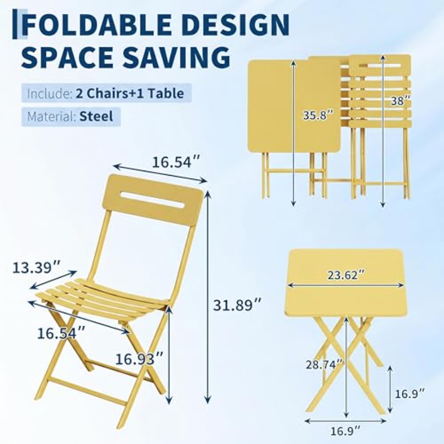 Conjunto de Bistro de 3 Piezas - Outdoor Furniture Yellow reseña y precio