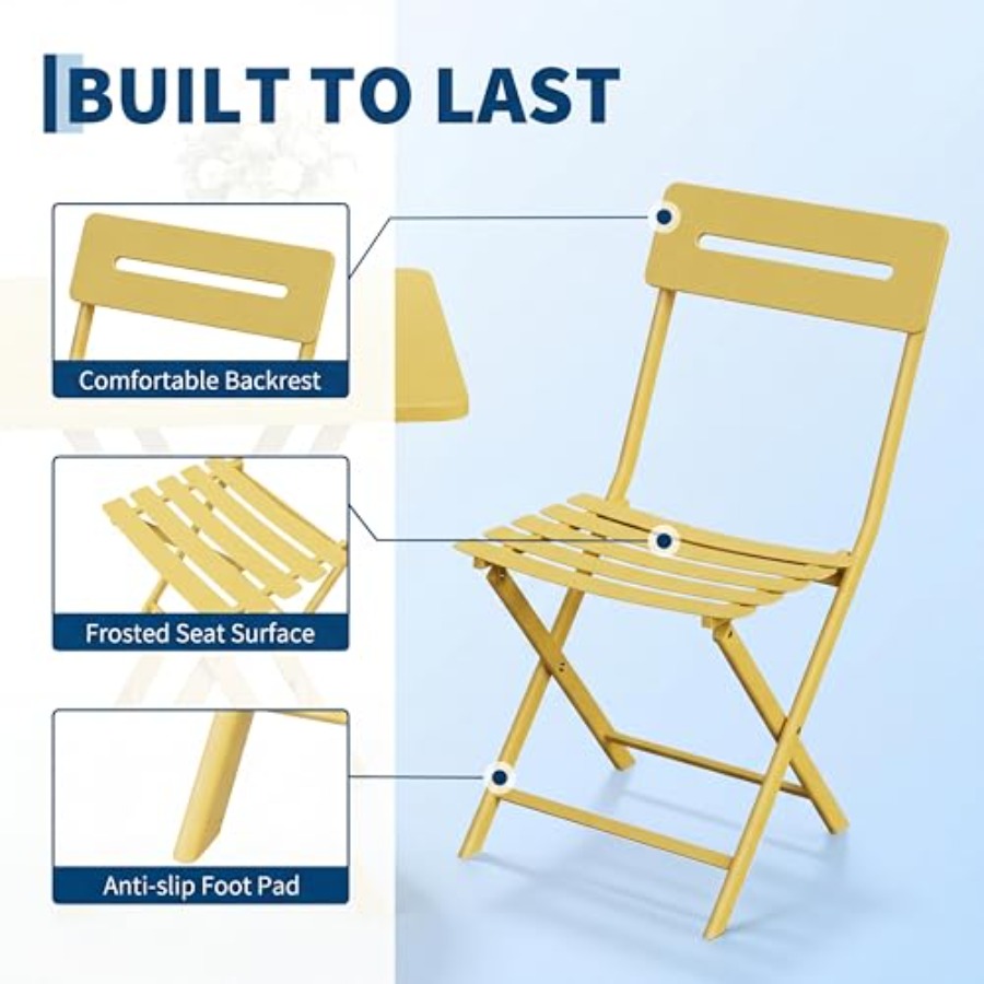 Conjunto de Bistro de 3 Piezas - Outdoor Furniture Yellow reseña y precio